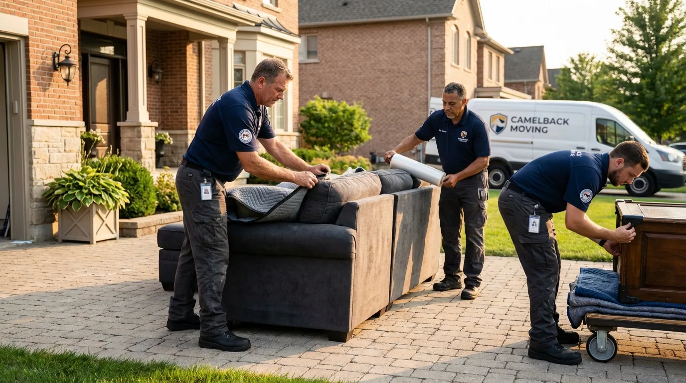 Large estate moving crew wrapping furniture in Sour Lake, TX